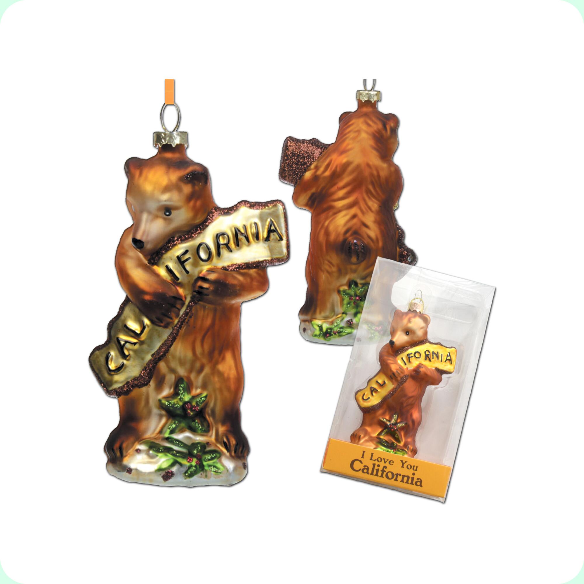 The SF Mercantile California Bear Hug Glass Ornament.