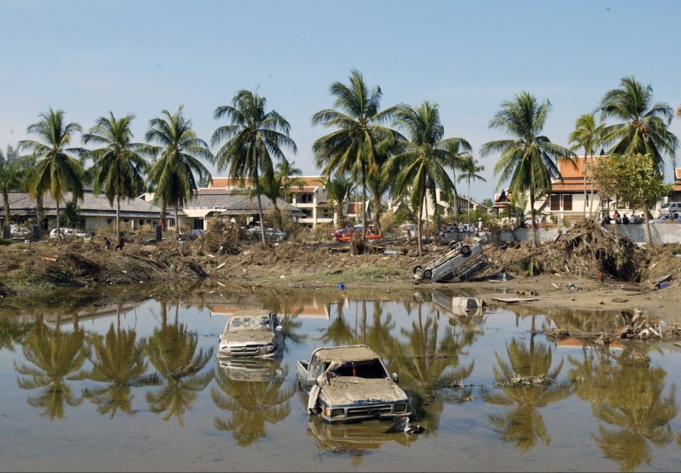 The hotel was destroyed by 46ft-high waves