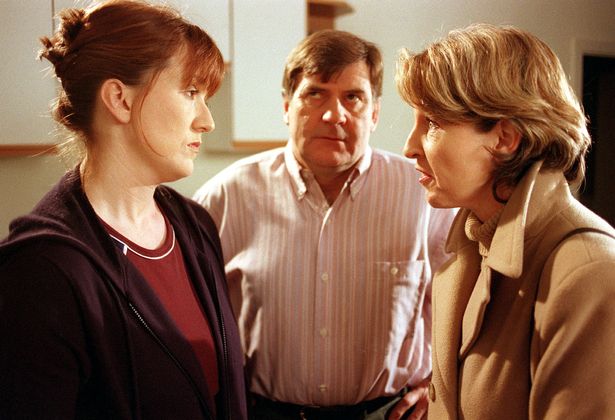 Barbara Hatwell, Sarah White and Vince Earl in Brookside, 1999