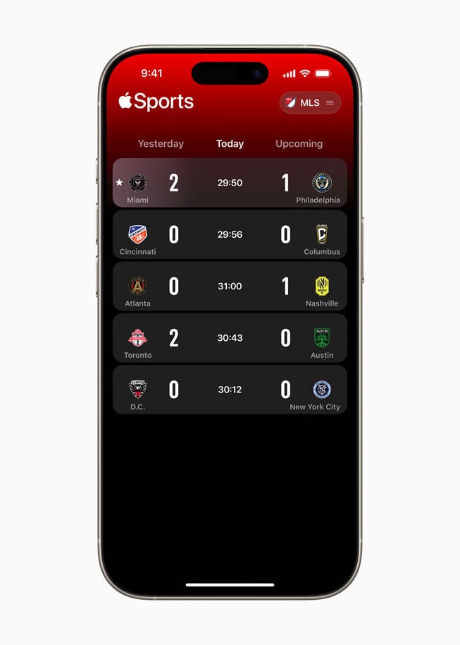 Fans can use the Apple Sports app on iPhone to stay up to date on scores, stats, standings, and their favorite clubs throughout the MLS Cup Playoffs. | Image credit – Apple - Lionel Messi's MLS Cup playoffs debut: how to watch for free on Apple TV