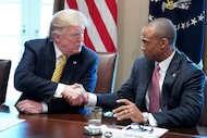  President Donald Trump shakes hands with White House Opportunity and Revitalization Council...