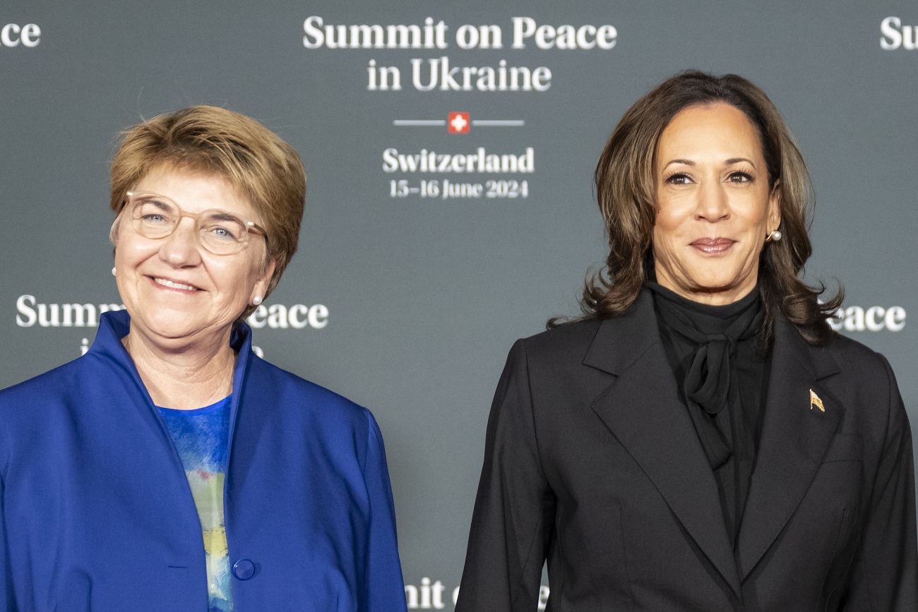 Swiss president Viola Amherd with US vice-president Kamala Harris