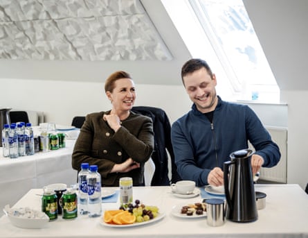 Frederiksen at a breakfast table with Nielsen