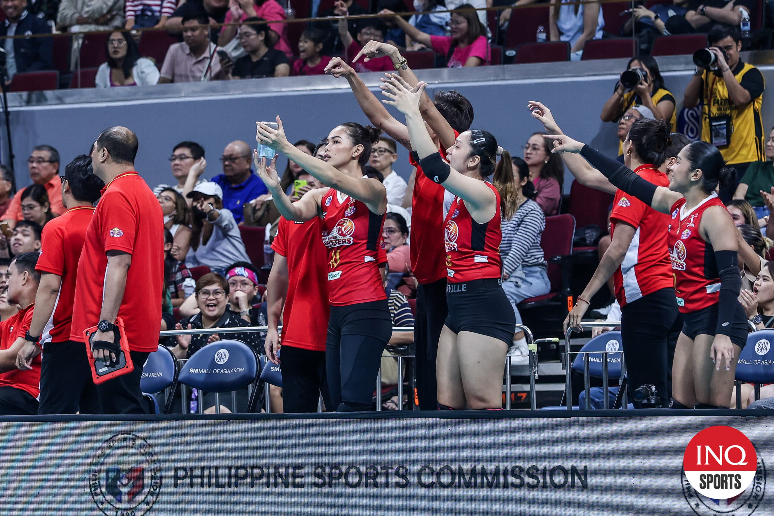 Majoy Baron and the PLDT High Speed Hitters bench