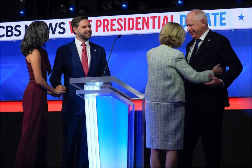 Republican vice presidential nominee Sen. JD Vance, R-Ohio, and his wife Usha Vance and and...