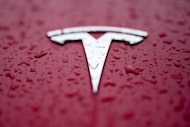 FILE - A Tesla logo is shown on Feb. 27, 2024, in Charlotte, N.C. (AP Photo/Chris Carlson,...