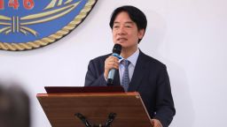 Taiwan President Lai Ching-te delivers a speech during his visit to inspect Taiwanese navy on the outlying Penghu Island, Taiwan, Friday, September 6, 2024.