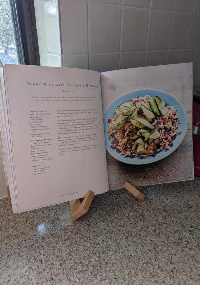 The wooden cookbook holder I’ve been using from Temu.