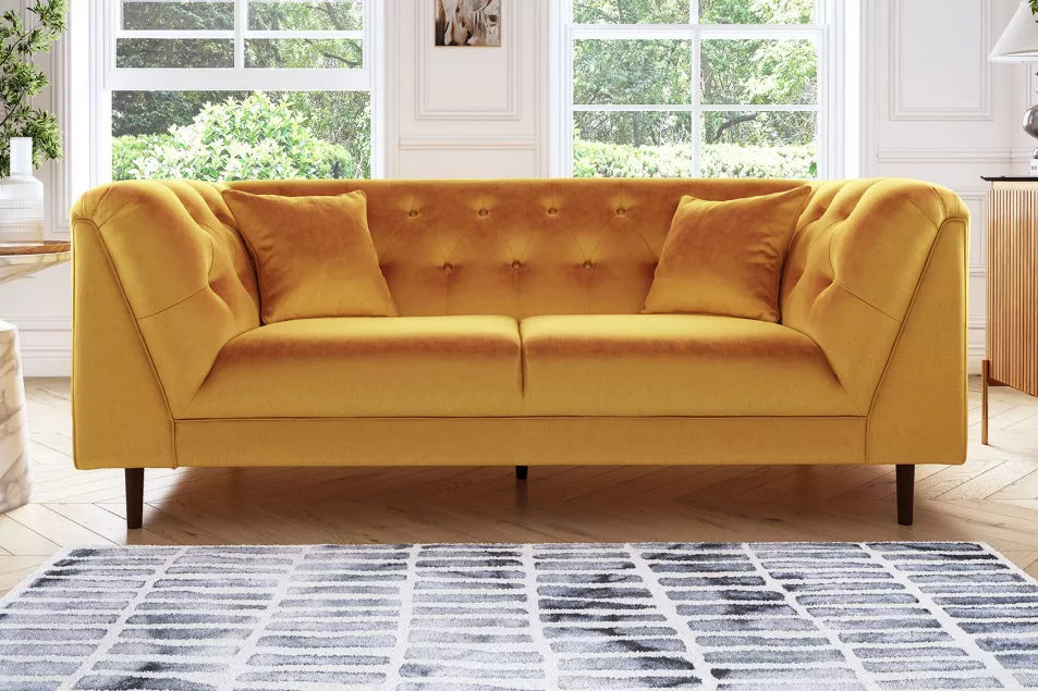 Bridgerton 3 Seater Sofa, Nugget Gold All Over, Sofology