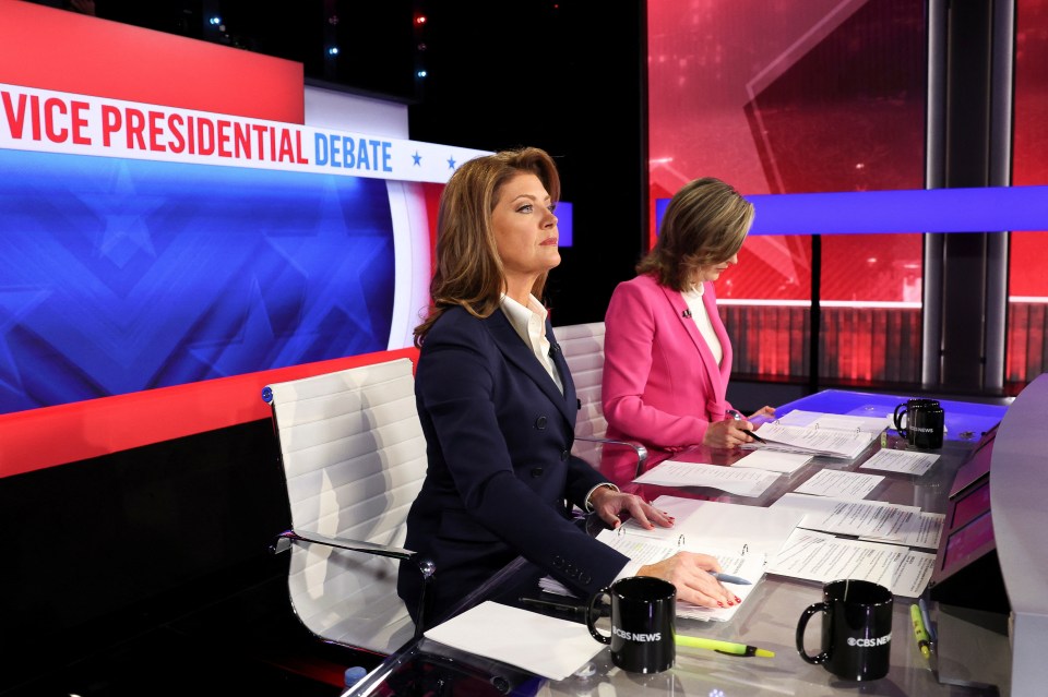 Moderators Norah O’Donnell, left, and Margaret Brennan at tonight's debate