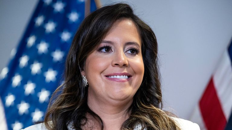 House Republican Conference Chair Elise Stefanik, R-N.Y., attends a news conference at the Republican National Committee after a meeting with Republican presidential candidate former President Donald Trump and the House Republican Conference on Thursday, June 13, 2024. (Tom Williams/Pool via AP)