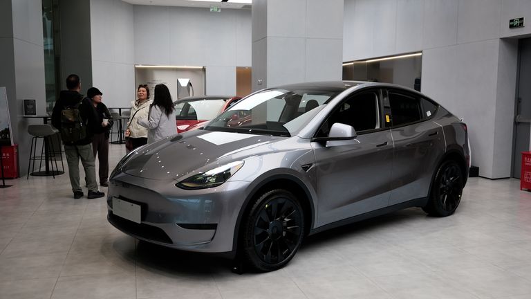 Inside a Tesla showroom in Shanghai