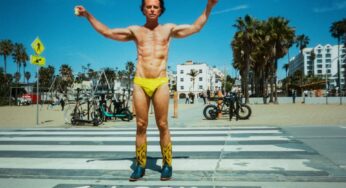 White Lotus star Walton Goggins reveals eye-catching bulge in skintight yellow speedo for Cultured photoshoot